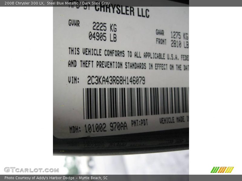 Steel Blue Metallic / Dark Slate Gray 2008 Chrysler 300 LX
