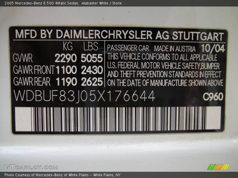 Alabaster White / Stone 2005 Mercedes-Benz E 500 4Matic Sedan