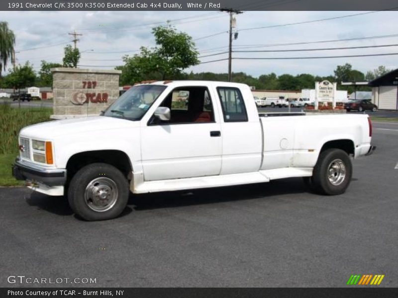 White / Red 1991 Chevrolet C/K 3500 K3500 Extended Cab 4x4 Dually