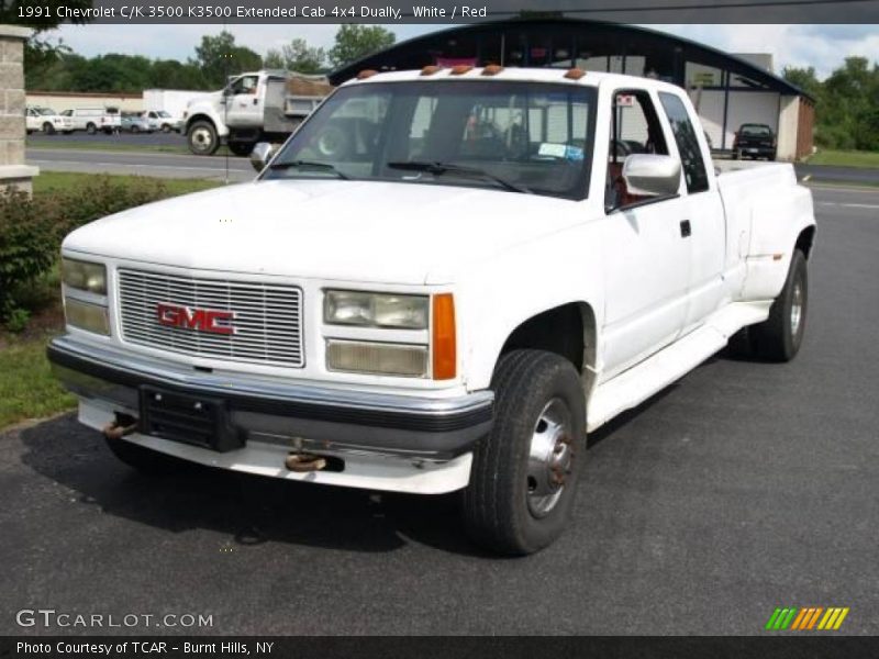 White / Red 1991 Chevrolet C/K 3500 K3500 Extended Cab 4x4 Dually