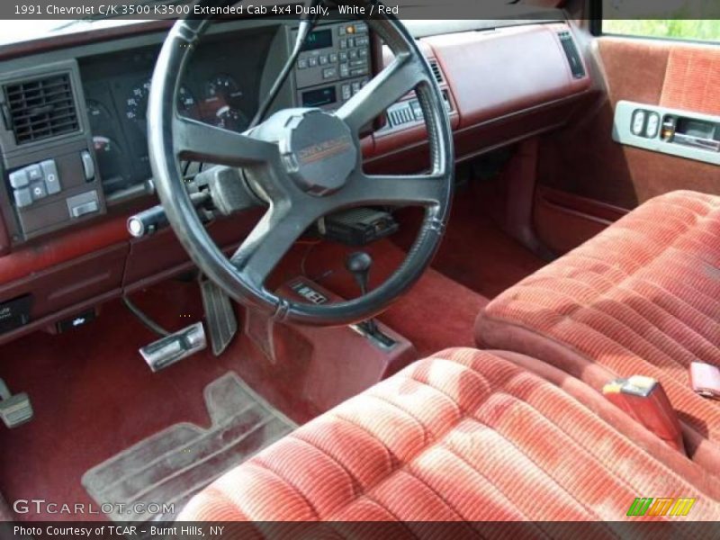 White / Red 1991 Chevrolet C/K 3500 K3500 Extended Cab 4x4 Dually