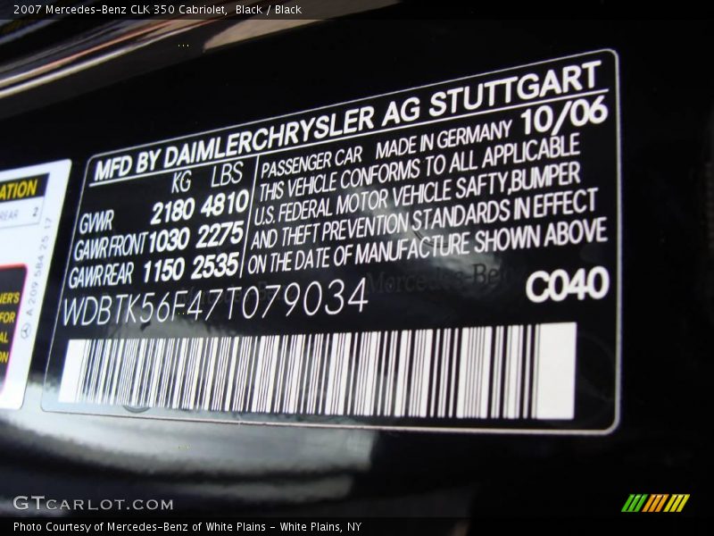 Black / Black 2007 Mercedes-Benz CLK 350 Cabriolet