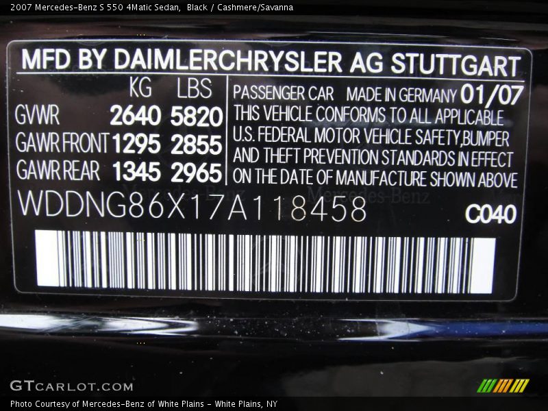 Black / Cashmere/Savanna 2007 Mercedes-Benz S 550 4Matic Sedan