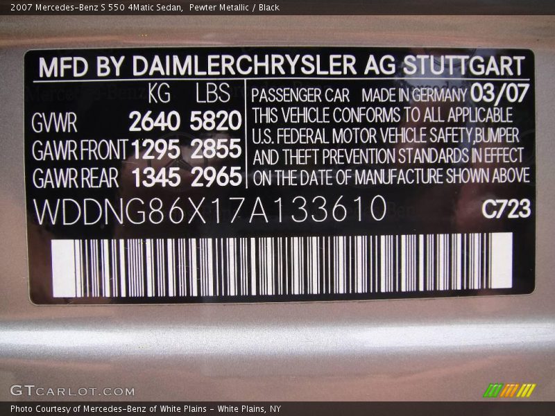Pewter Metallic / Black 2007 Mercedes-Benz S 550 4Matic Sedan