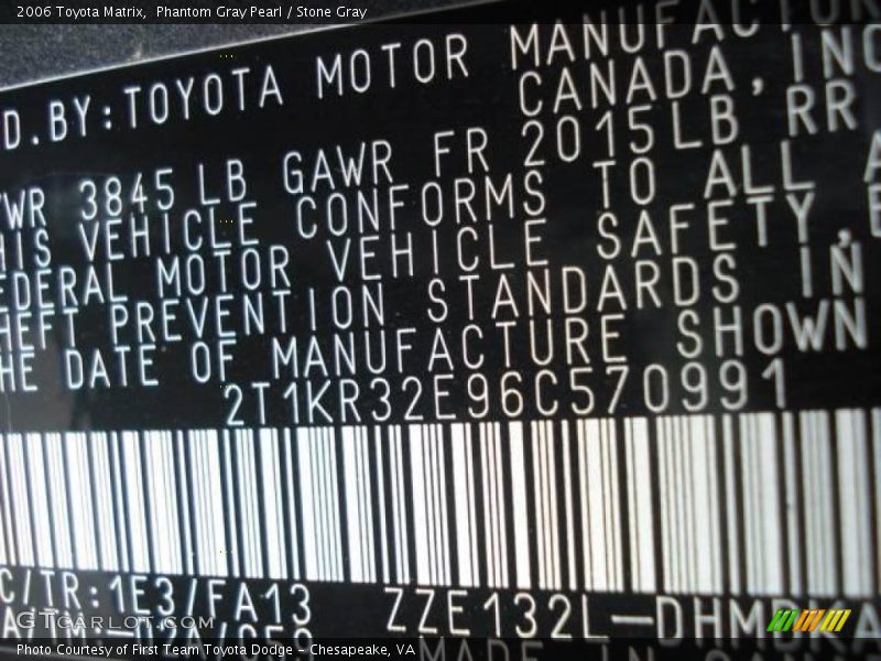 Phantom Gray Pearl / Stone Gray 2006 Toyota Matrix