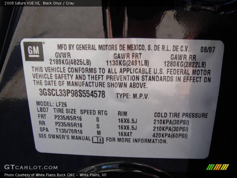 Black Onyx / Gray 2008 Saturn VUE XE