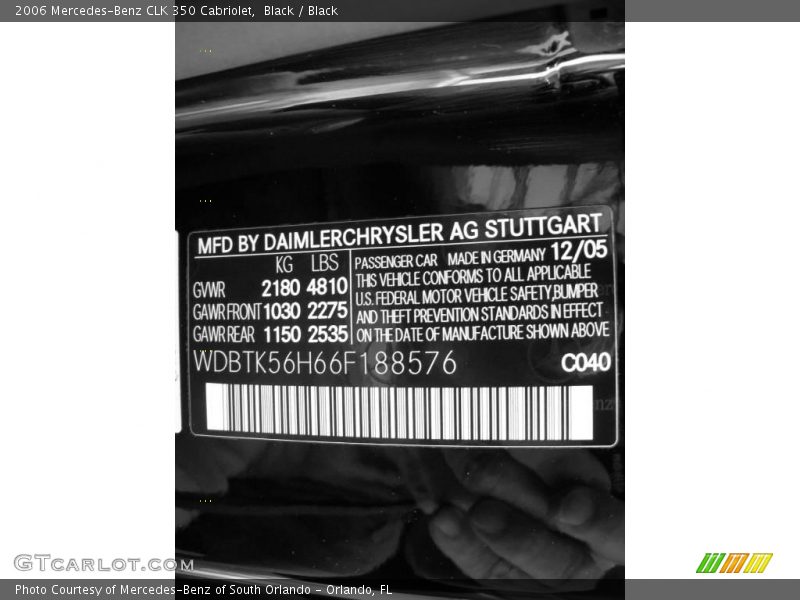 Black / Black 2006 Mercedes-Benz CLK 350 Cabriolet