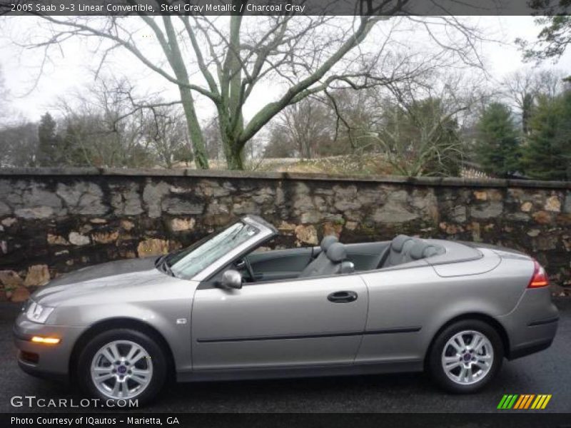 Steel Gray Metallic / Charcoal Gray 2005 Saab 9-3 Linear Convertible