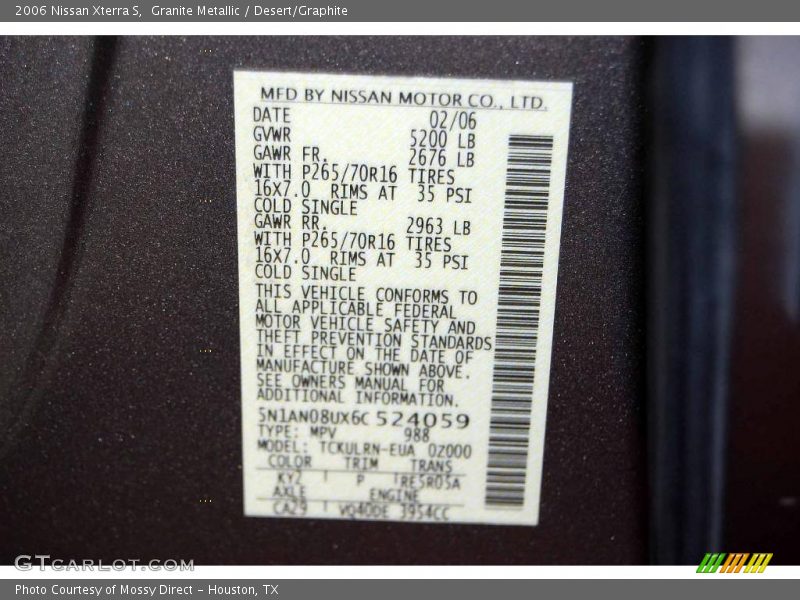 Granite Metallic / Desert/Graphite 2006 Nissan Xterra S
