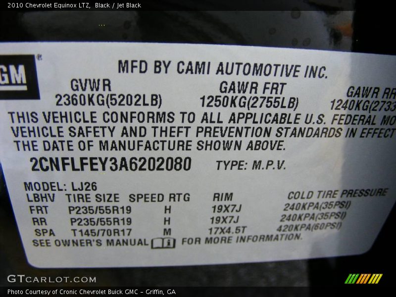 Black / Jet Black 2010 Chevrolet Equinox LTZ