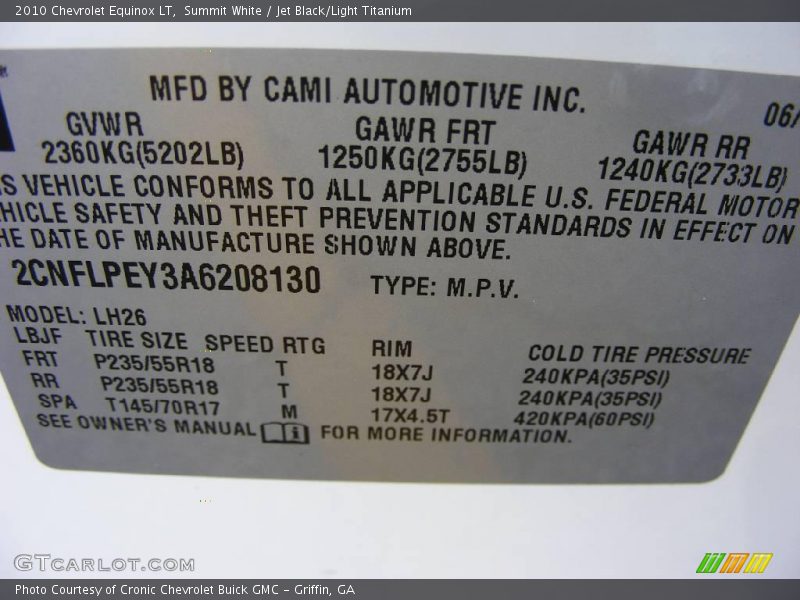 Summit White / Jet Black/Light Titanium 2010 Chevrolet Equinox LT
