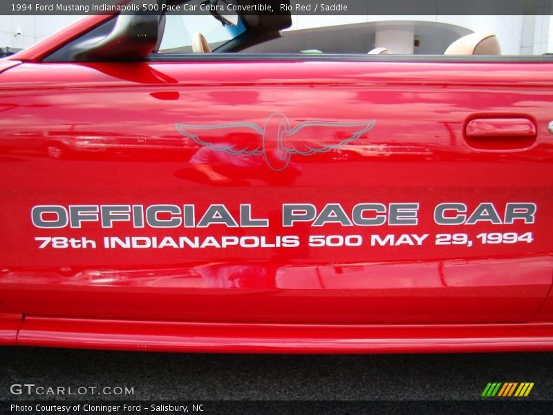 Rio Red / Saddle 1994 Ford Mustang Indianapolis 500 Pace Car Cobra Convertible