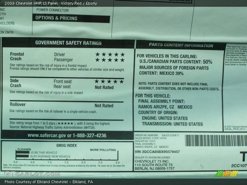 Victory Red / Ebony 2009 Chevrolet HHR LS Panel