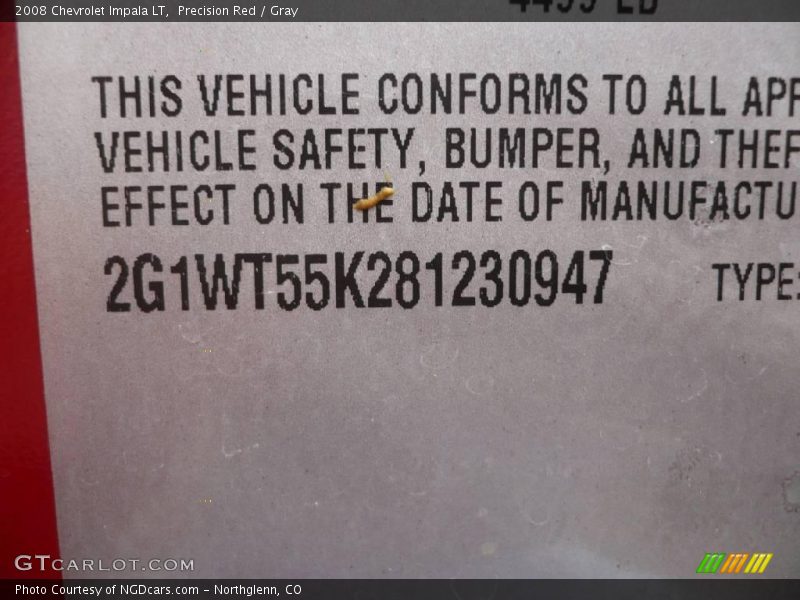Precision Red / Gray 2008 Chevrolet Impala LT