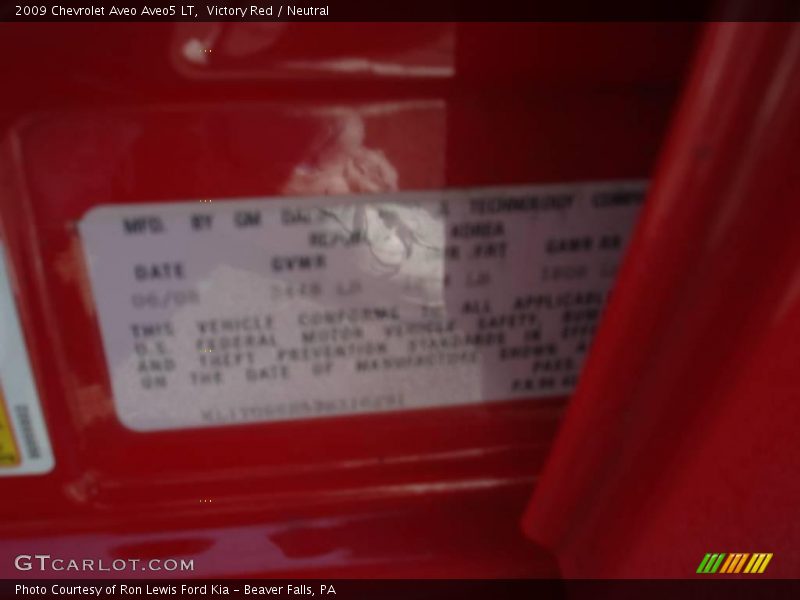 Victory Red / Neutral 2009 Chevrolet Aveo Aveo5 LT