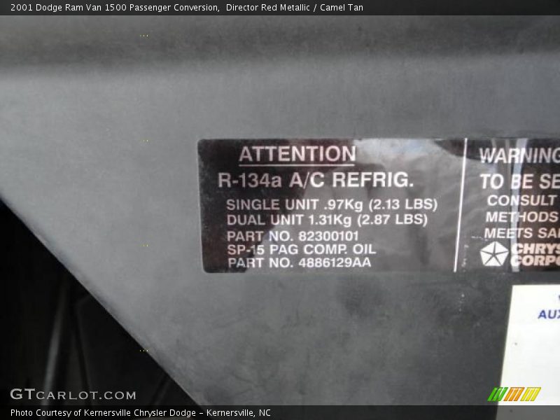 Director Red Metallic / Camel Tan 2001 Dodge Ram Van 1500 Passenger Conversion