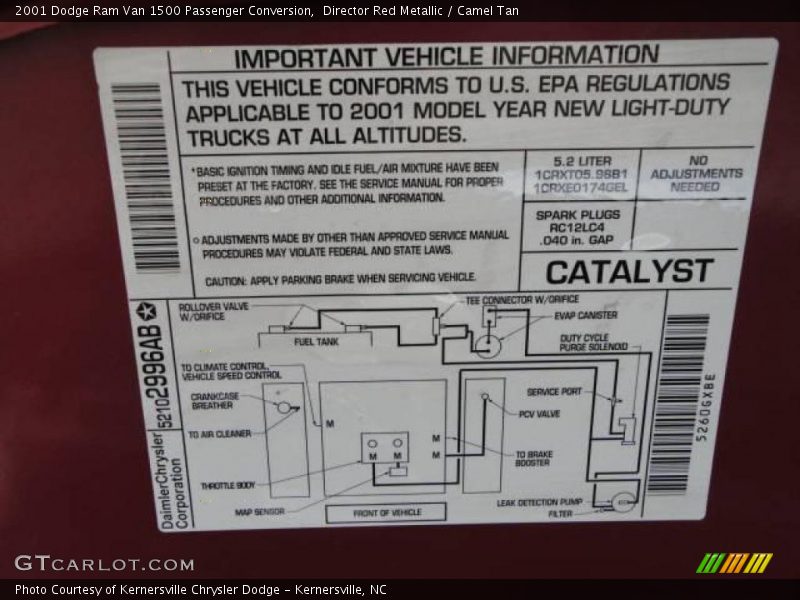 Director Red Metallic / Camel Tan 2001 Dodge Ram Van 1500 Passenger Conversion