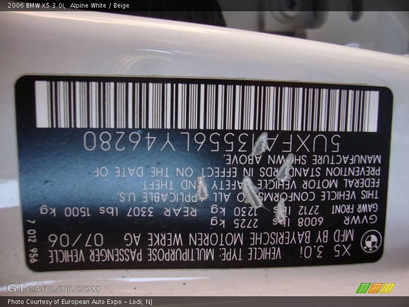 Alpine White / Beige 2006 BMW X5 3.0i
