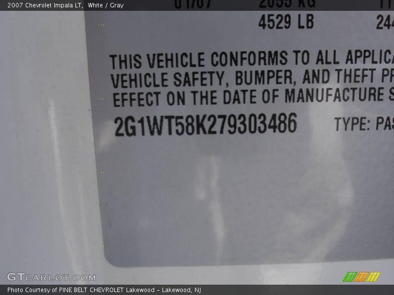 White / Gray 2007 Chevrolet Impala LT