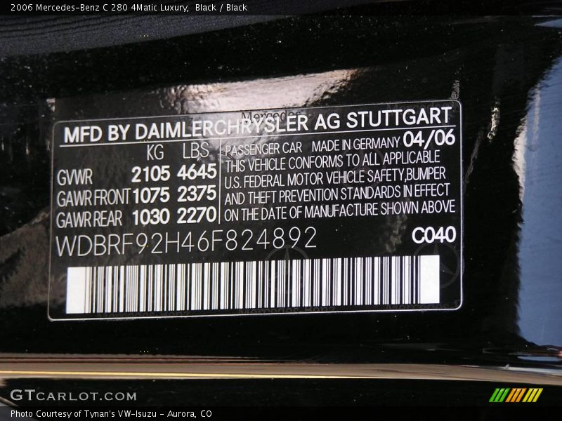 Black / Black 2006 Mercedes-Benz C 280 4Matic Luxury