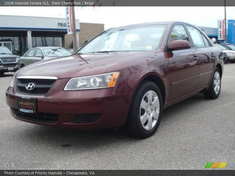 Dark Cherry Red / Beige 2008 Hyundai Sonata GLS