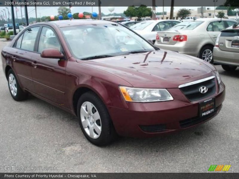 Dark Cherry Red / Beige 2008 Hyundai Sonata GLS