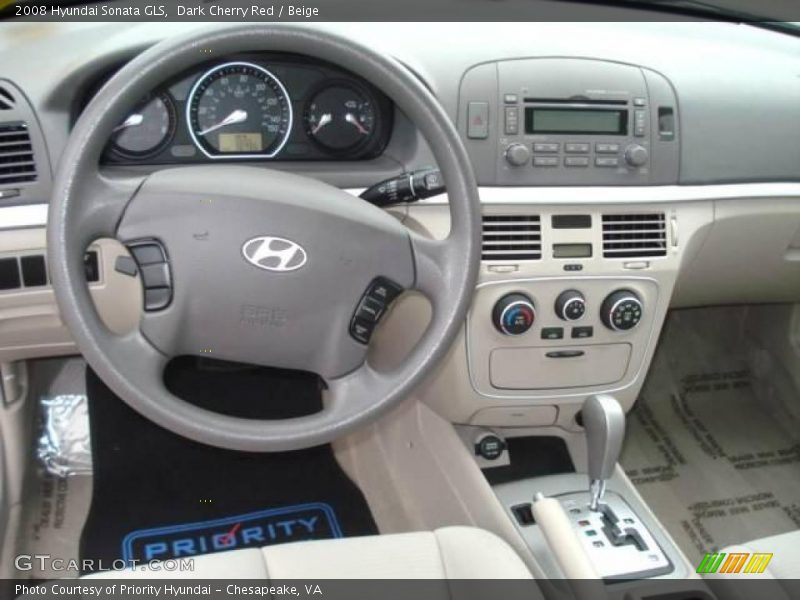 Dark Cherry Red / Beige 2008 Hyundai Sonata GLS