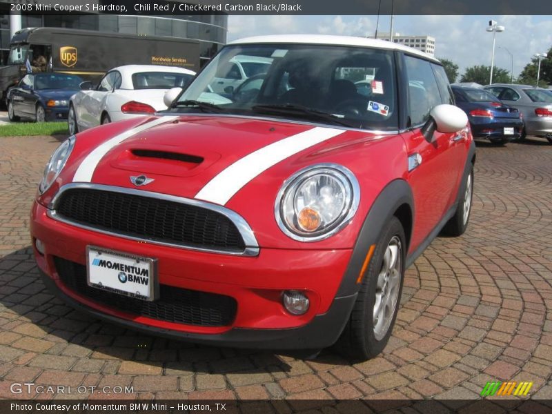 Chili Red / Checkered Carbon Black/Black 2008 Mini Cooper S Hardtop