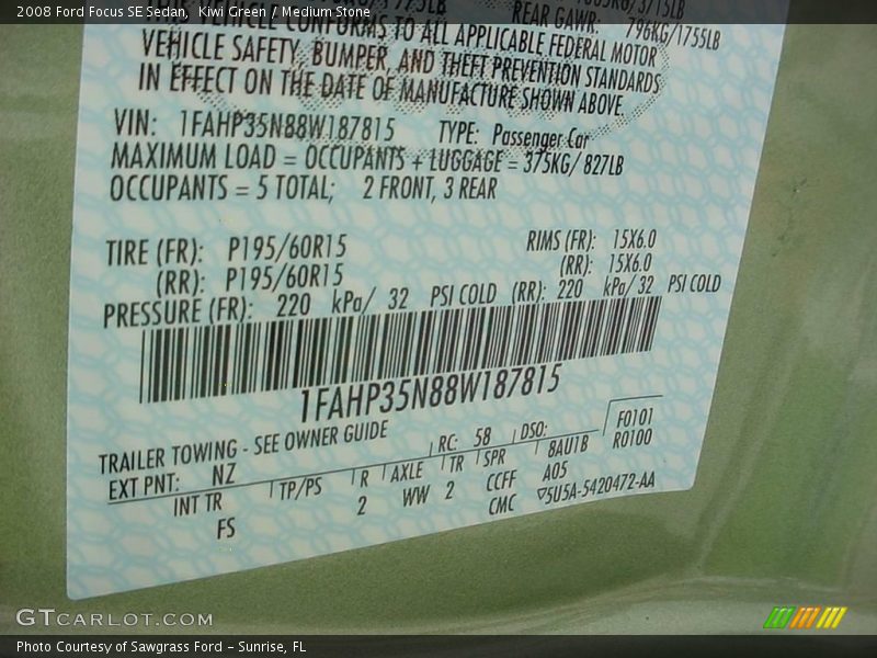 Kiwi Green / Medium Stone 2008 Ford Focus SE Sedan