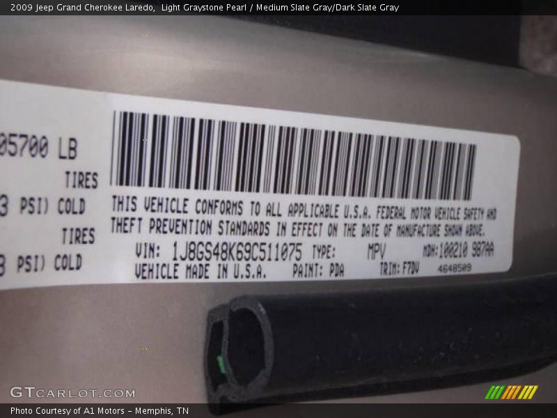 Light Graystone Pearl / Medium Slate Gray/Dark Slate Gray 2009 Jeep Grand Cherokee Laredo