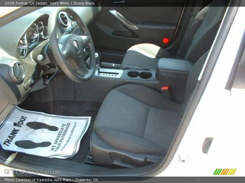 Ivory White / Ebony Black 2008 Pontiac G6 Sedan