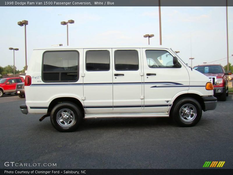 White / Blue 1998 Dodge Ram Van 1500 Passenger Conversion