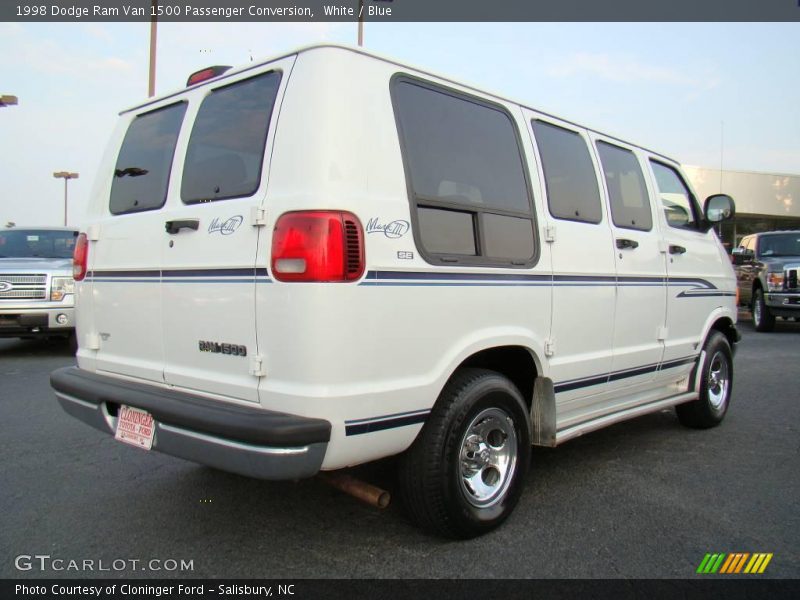 White / Blue 1998 Dodge Ram Van 1500 Passenger Conversion