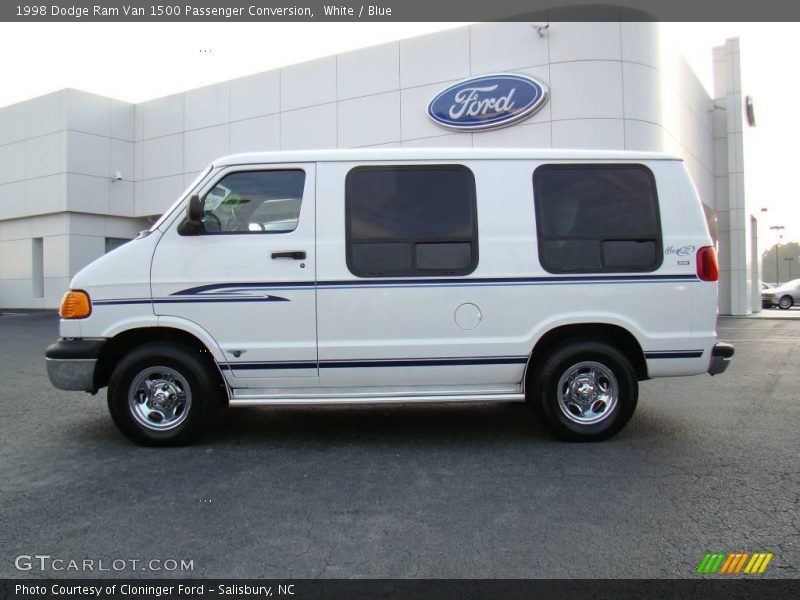 White / Blue 1998 Dodge Ram Van 1500 Passenger Conversion