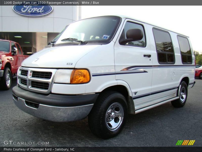 White / Blue 1998 Dodge Ram Van 1500 Passenger Conversion