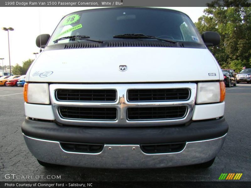 White / Blue 1998 Dodge Ram Van 1500 Passenger Conversion