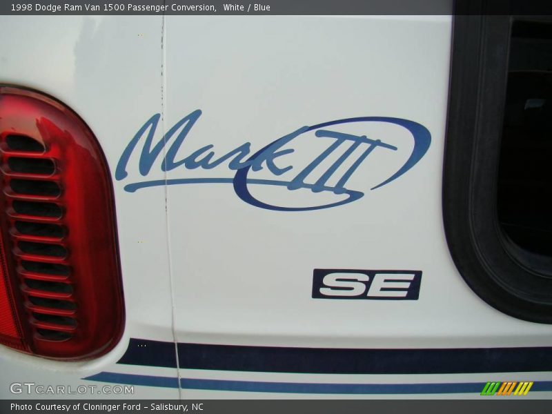 White / Blue 1998 Dodge Ram Van 1500 Passenger Conversion