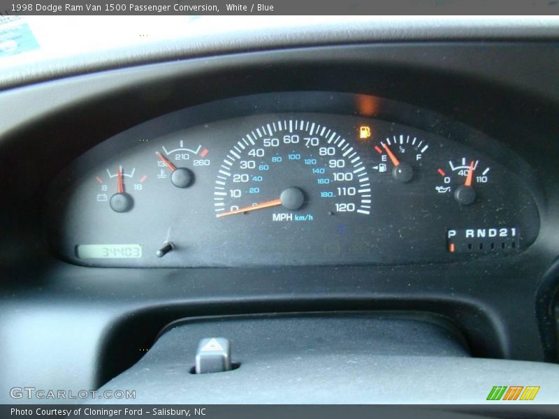 White / Blue 1998 Dodge Ram Van 1500 Passenger Conversion