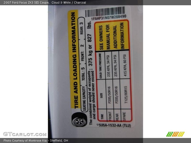 Cloud 9 White / Charcoal 2007 Ford Focus ZX3 SES Coupe