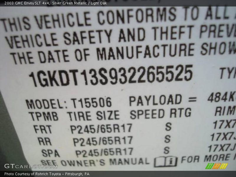 Silver Green Metallic / Light Oak 2003 GMC Envoy SLT 4x4