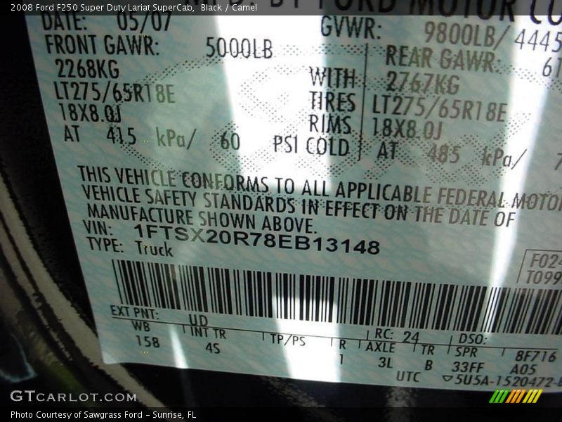 Black / Camel 2008 Ford F250 Super Duty Lariat SuperCab