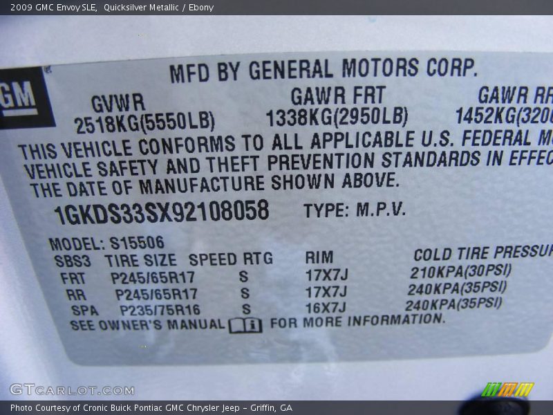 Quicksilver Metallic / Ebony 2009 GMC Envoy SLE