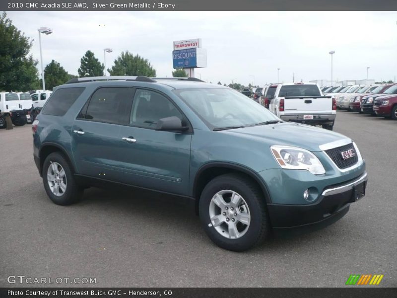 Silver Green Metallic / Ebony 2010 GMC Acadia SLE AWD