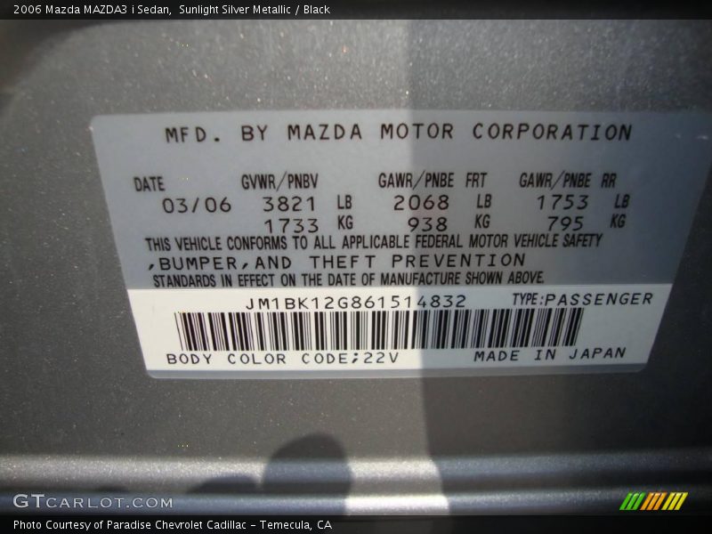 Sunlight Silver Metallic / Black 2006 Mazda MAZDA3 i Sedan