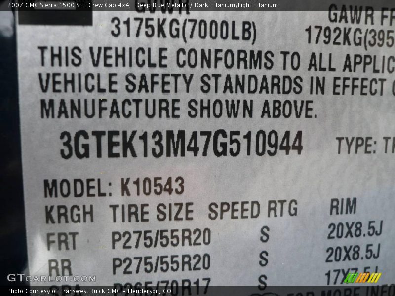 Deep Blue Metallic / Dark Titanium/Light Titanium 2007 GMC Sierra 1500 SLT Crew Cab 4x4
