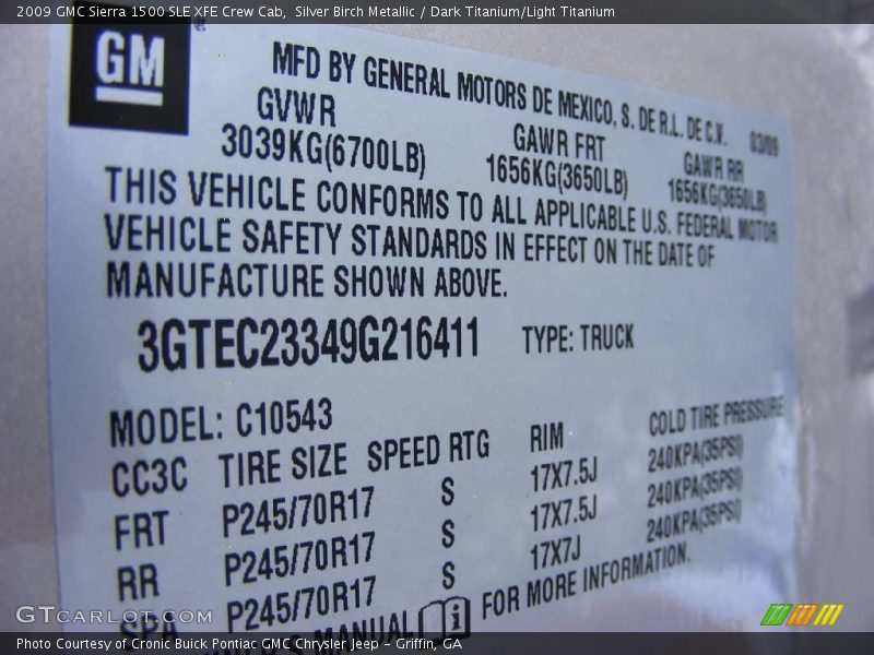 Silver Birch Metallic / Dark Titanium/Light Titanium 2009 GMC Sierra 1500 SLE XFE Crew Cab