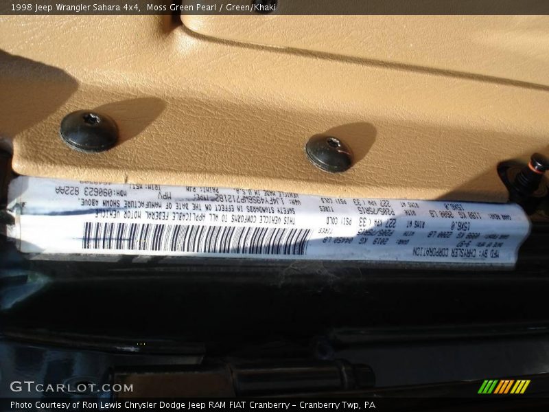 Moss Green Pearl / Green/Khaki 1998 Jeep Wrangler Sahara 4x4
