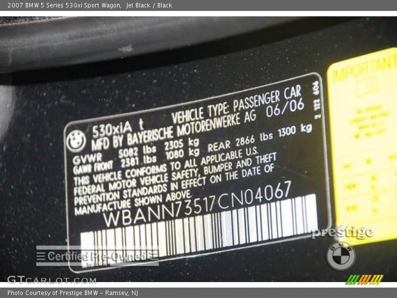 Jet Black / Black 2007 BMW 5 Series 530xi Sport Wagon