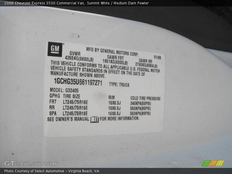 Summit White / Medium Dark Pewter 2006 Chevrolet Express 3500 Commercial Van