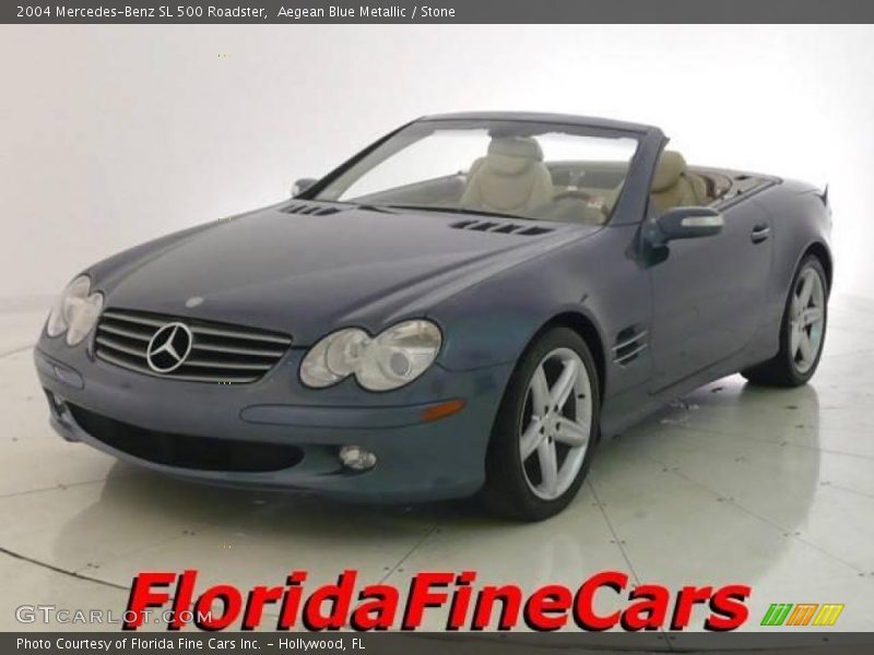 Aegean Blue Metallic / Stone 2004 Mercedes-Benz SL 500 Roadster